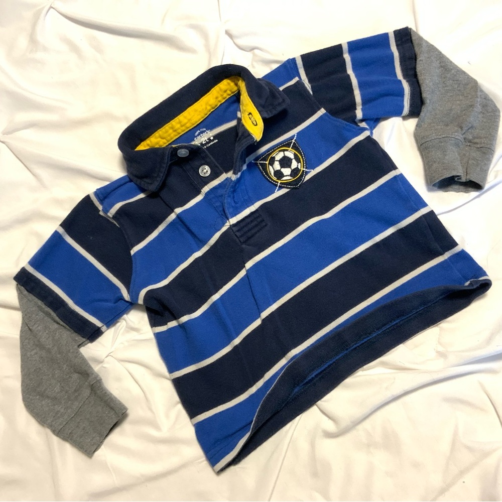 Pick any 5 for $15 Striped Blue and Gray Kids Polo Shirt